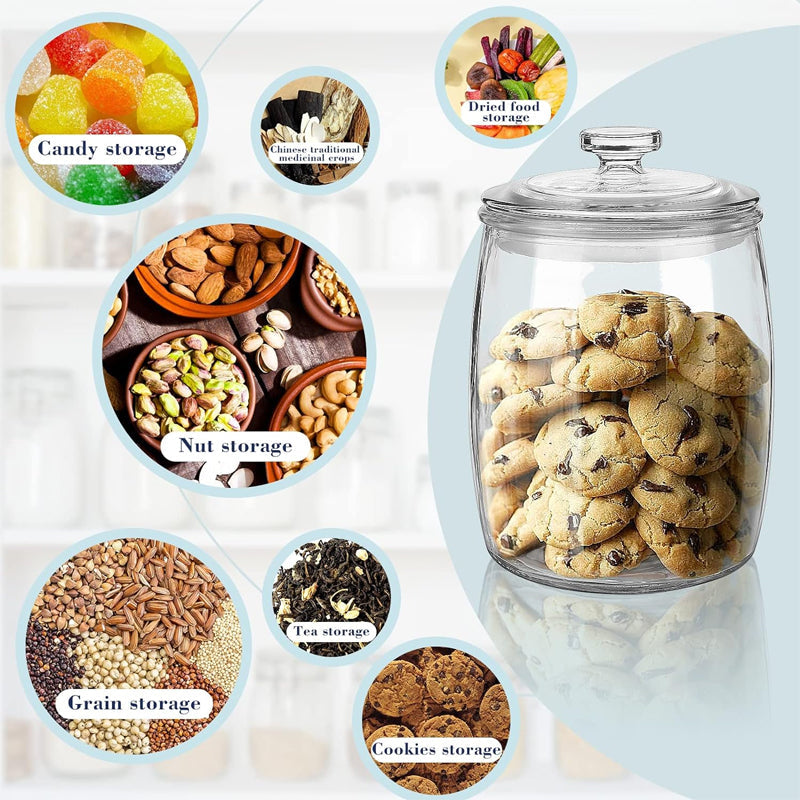 BowLift | 1/2 gallon glass jar with lid, candy medicine bottle sealed jar, flower tea, pickles and wine jar, glass rice jar, set of 2