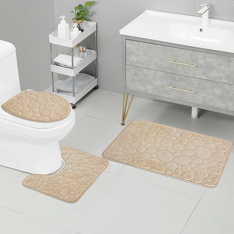 BowLift | 3-piece bathroom mat set with non-slip comfort