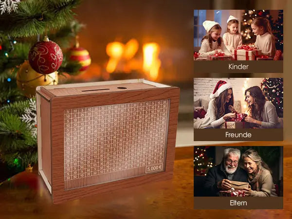 BowLift | CashBox Cash box made of wood – With marking for each inserted banknote