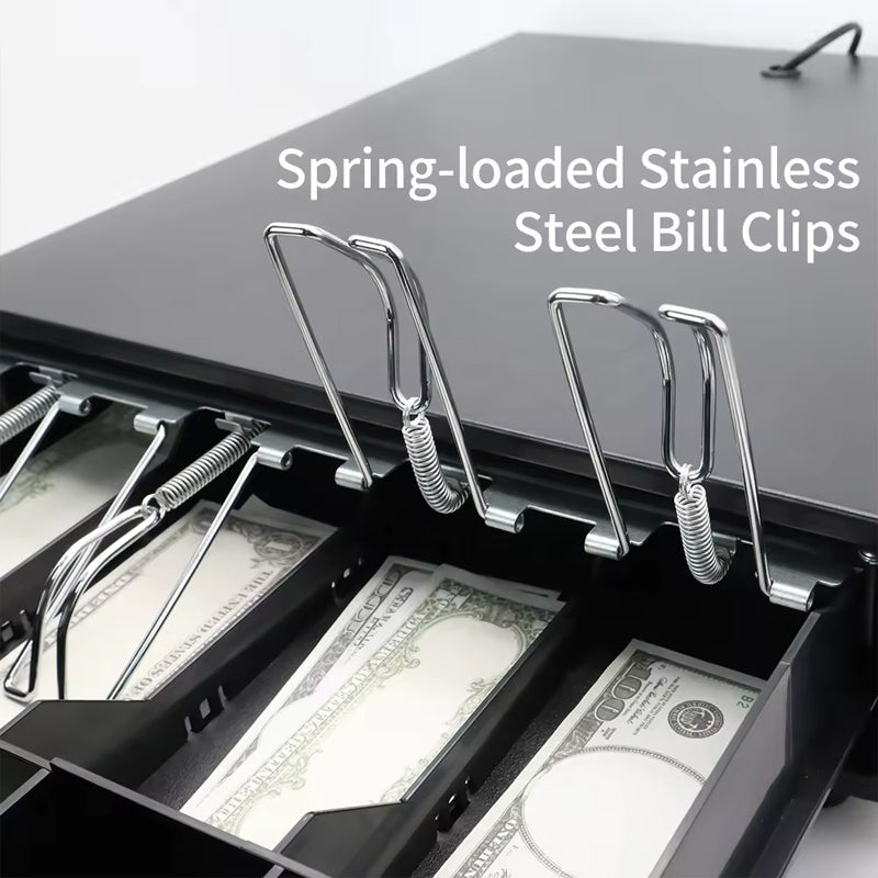 BowLift | Metal Cash Drawer Double Cheque Slots 3 Lock Money Drawer Cash Register Drawer Box Tray Rj11 For Pos System