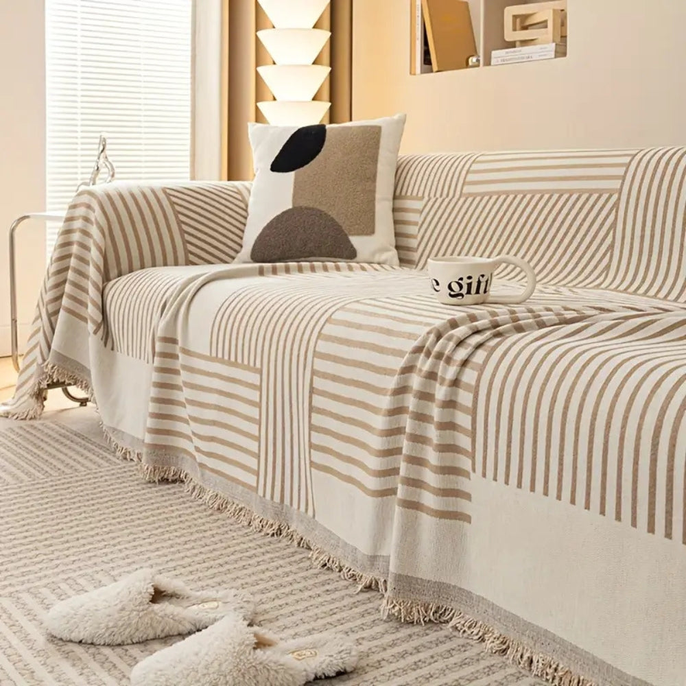BowLift | Chenille Striped Tassel Sofa Cover