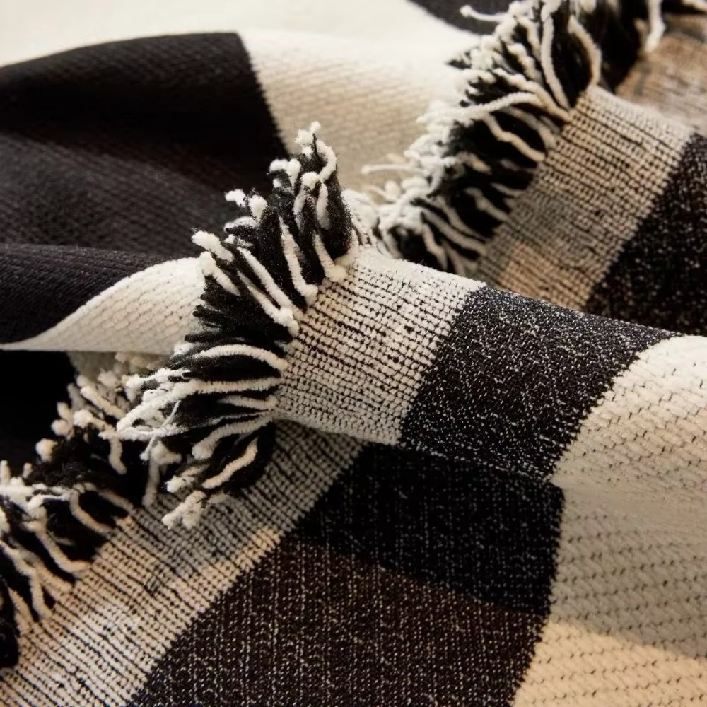 BowLift | Chess Board Chic Tasseled Sofa Cover