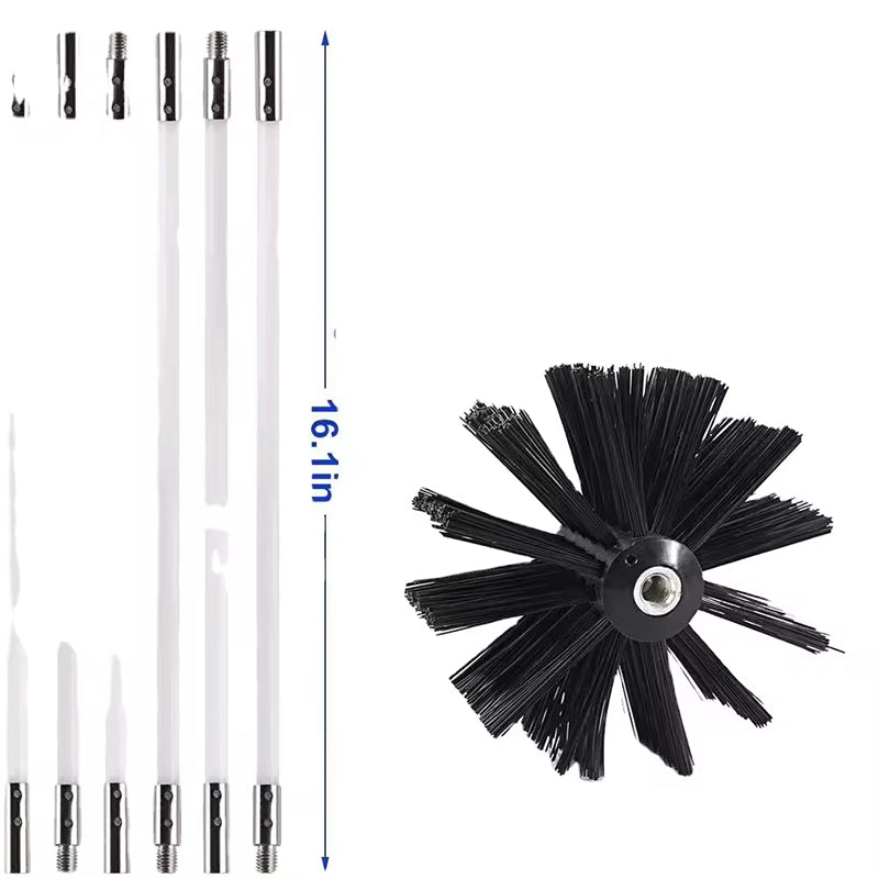 BowLift | 12 Feet Rotary Power Drill Nylon Chimney Sweep Brush Dryer Vent Cleaning Kit With Flexible