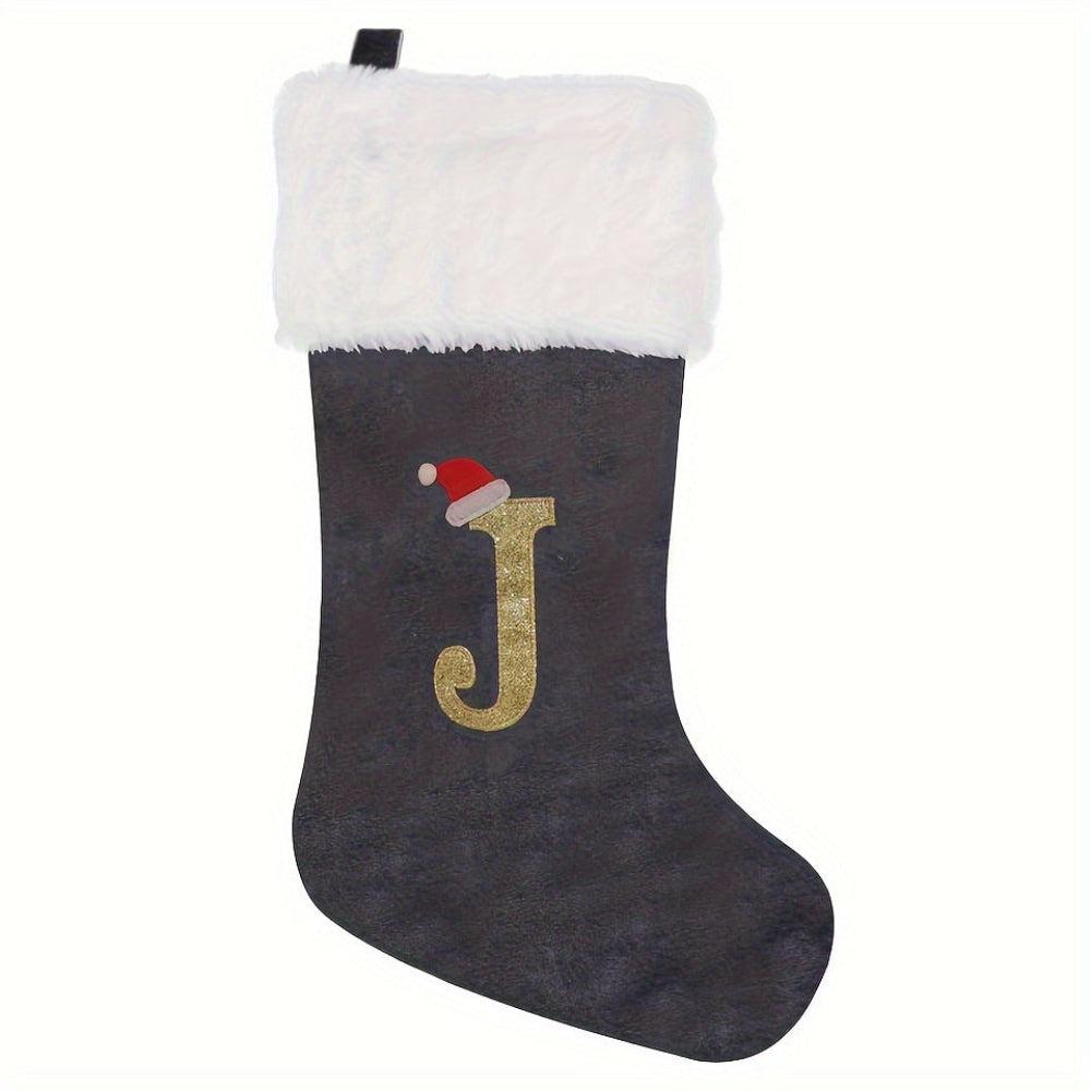 BowLift | Christmas Stockings Velvet Monogram Letter Gray Holiday Decor