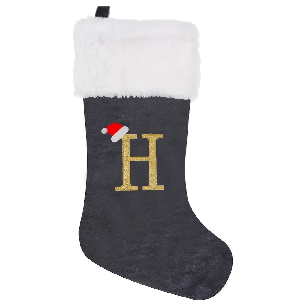 BowLift | Christmas Stockings Velvet Monogram Letter Gray Holiday Decor