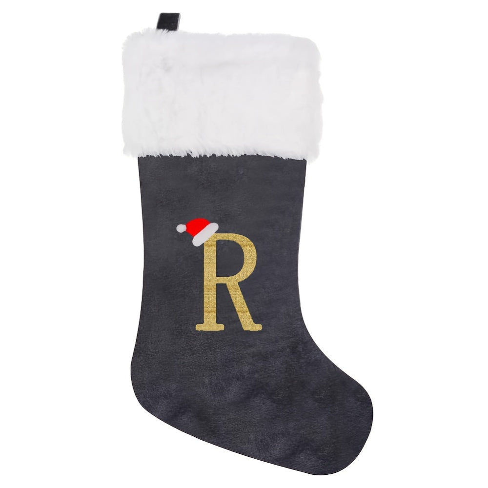 BowLift | Christmas Stockings Velvet Monogram Letter Gray Holiday Decor