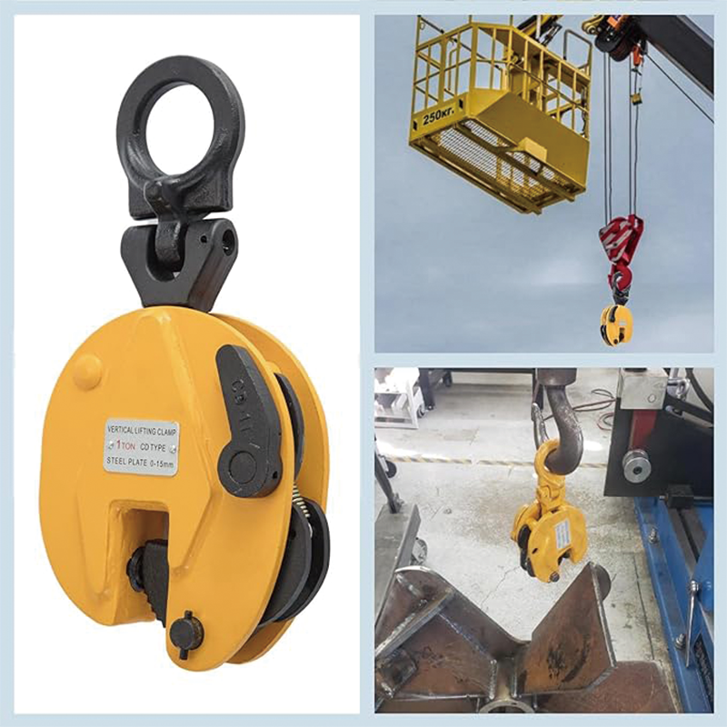 BowLift | 1T Vertical Plate Clamp 2200LBS Plate Clamp Jaw Opening up to 0.6'' Steel Plate Lifting Clamp for Vertical Lifting and Transporting Yellow
