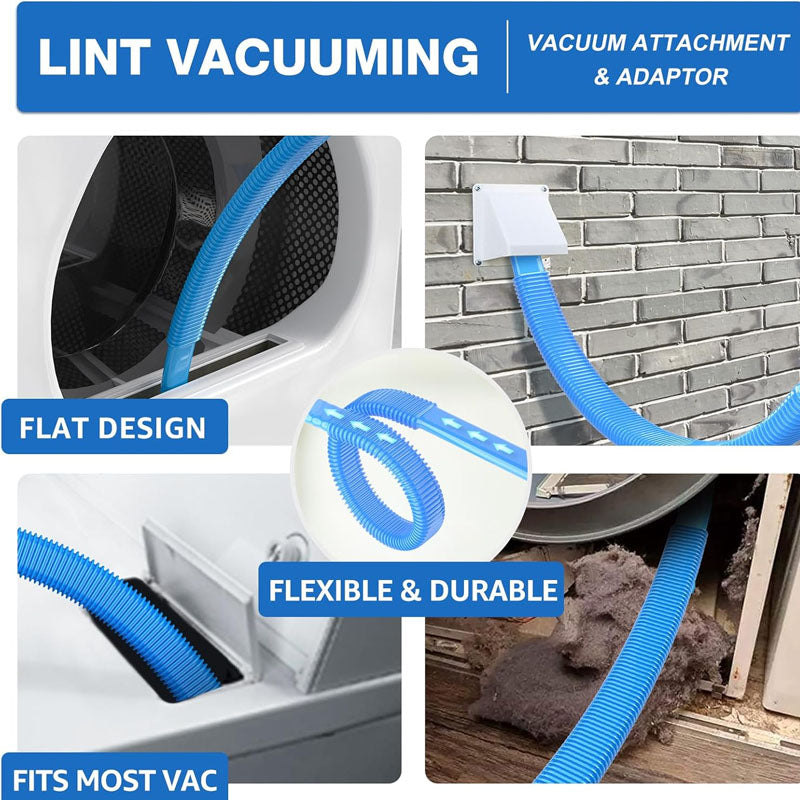 BowLift | 16-Piece 50 Feet All-Round Dryer Vent Cleaning Brushes Kit with Dryer Vent Brush Vacuum Cleaner Hose Attachment Flexible Lint Trap Brush