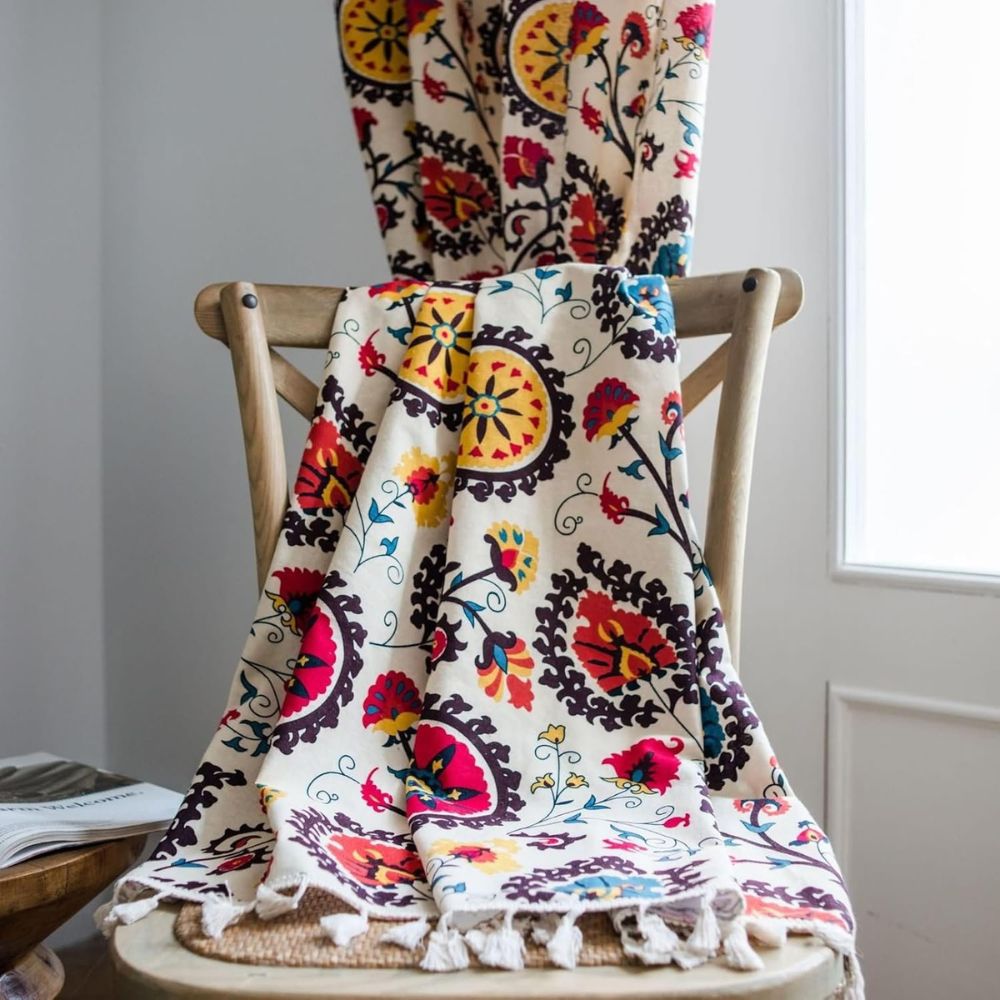 BowLift | Boho Color Wheel Bloom Tassel Curtain