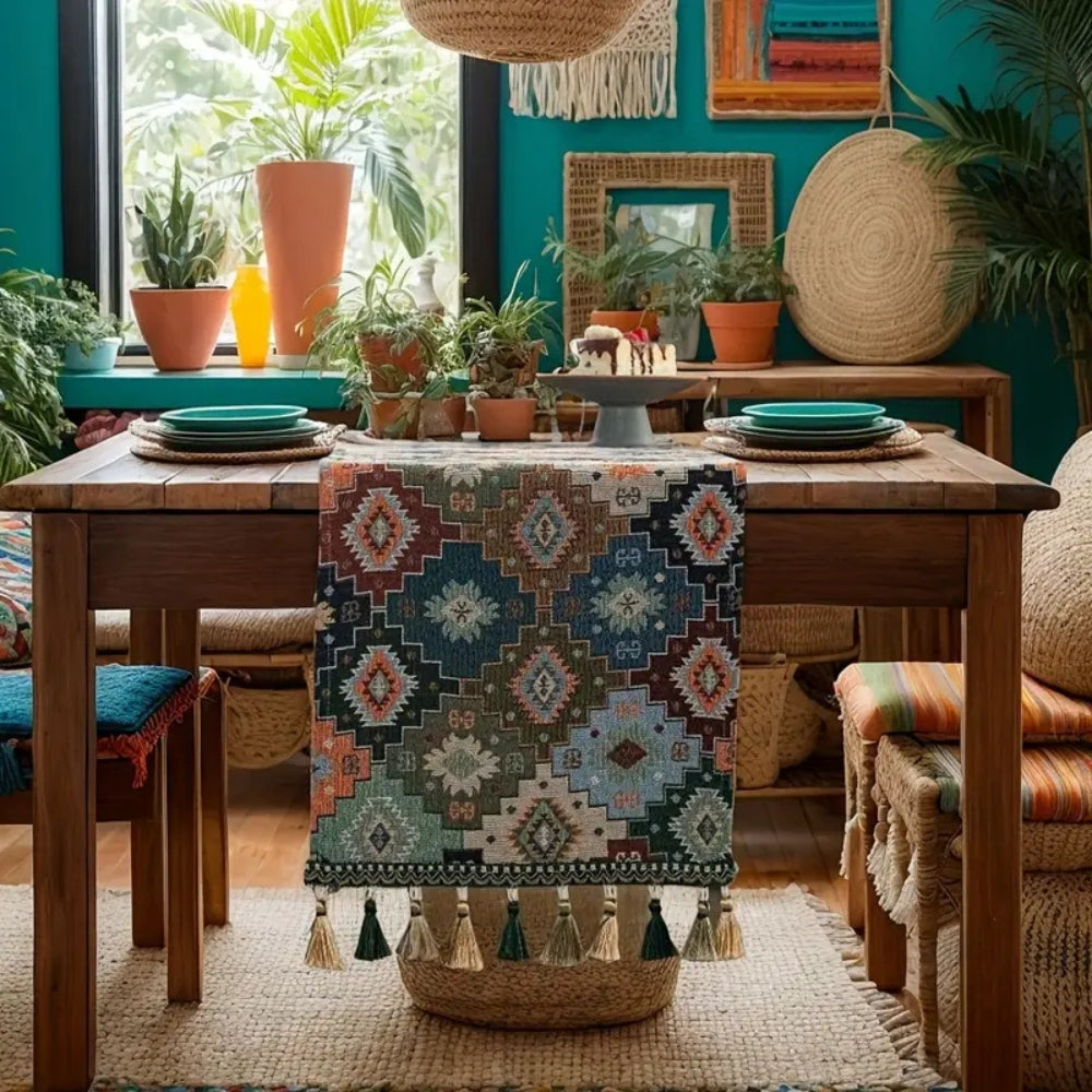 BowLift | Colorful Geometric Tassel Table Runner Decor