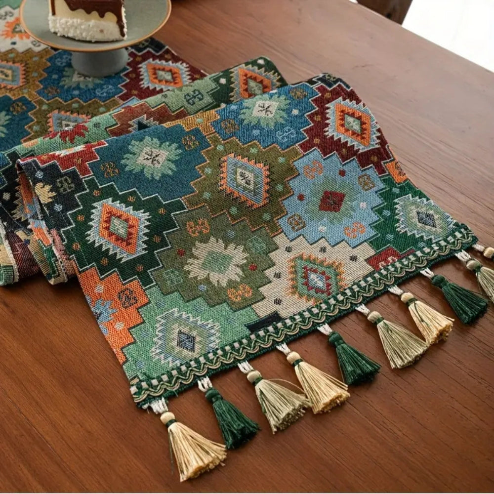BowLift | Colorful Geometric Tassel Table Runner Decor