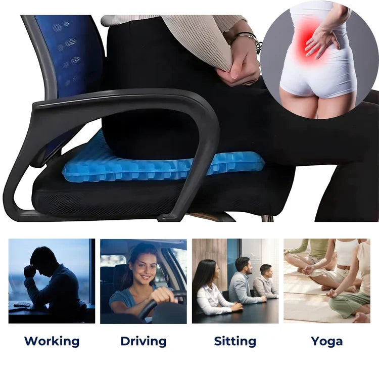 BowLift | Cooling Gel Seat Cushion | Breathable, Flexible & Pain Relief for Office Chairs, Cars, and Home Use