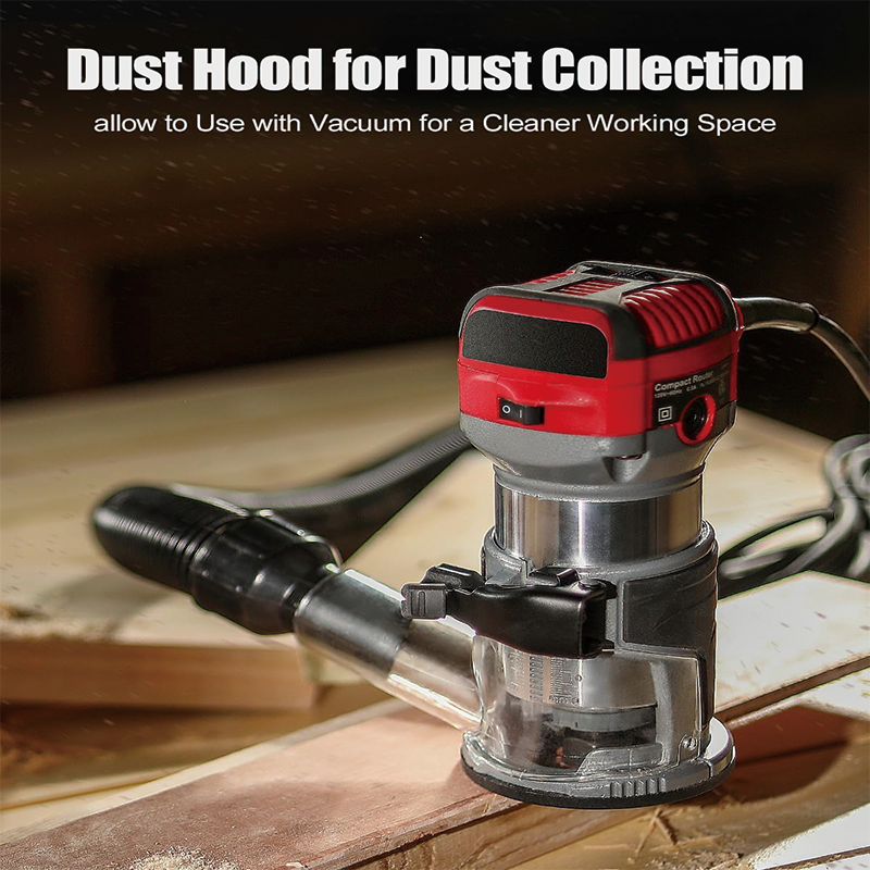 BowLift | Wood Router, 1.25 HP Compact Router Tools for Woodworking,6 Variable Speeds, Edge Guide, Roller Guide, Dust Hood