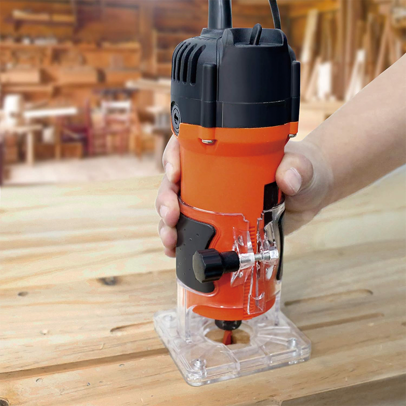 BowLift | Wood Router,6.5-Amp 1.25 HP Compact Wood Palm Router, with 15 pieces 1/4" Router Bits Set, for Woodworking Slotting Trimming