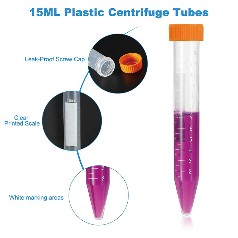 BowLift | 15ML Conical Centrifuge Tubes, Plastic Centrifuge Tubes with Leak-Proof Screw Caps and Graduated Marks (20 Pcs)