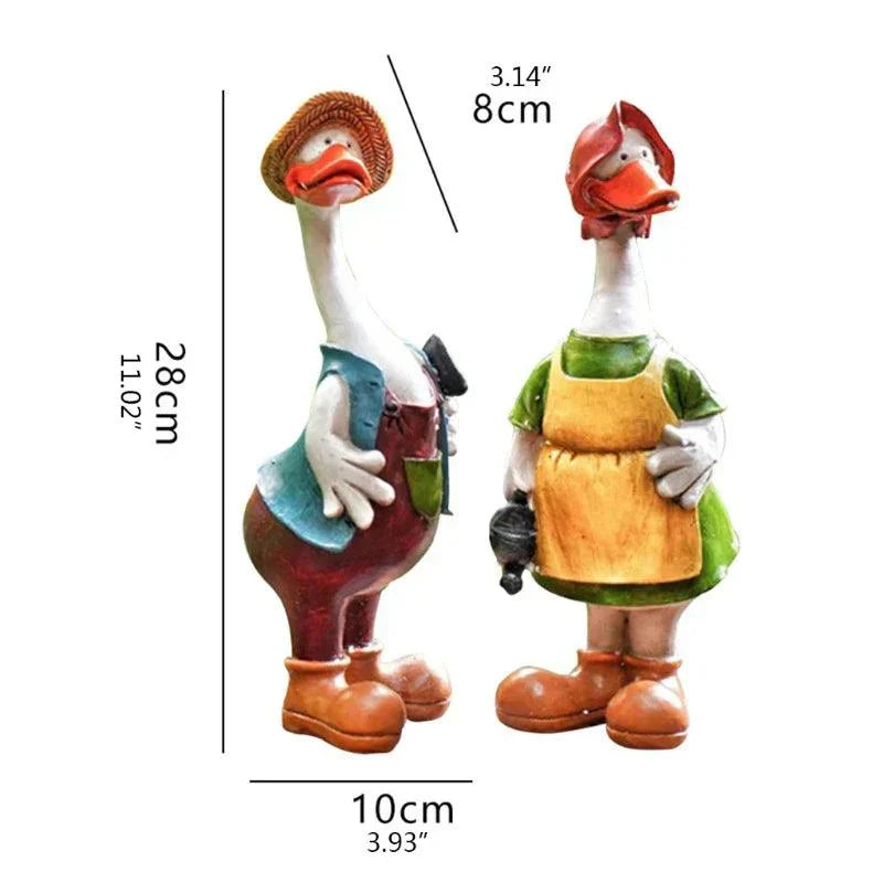 BowLift | Hand-Painted Duck Couple Garden Ornaments – Elegant Resin Duck Statues for Outdoor & Indoor Decor