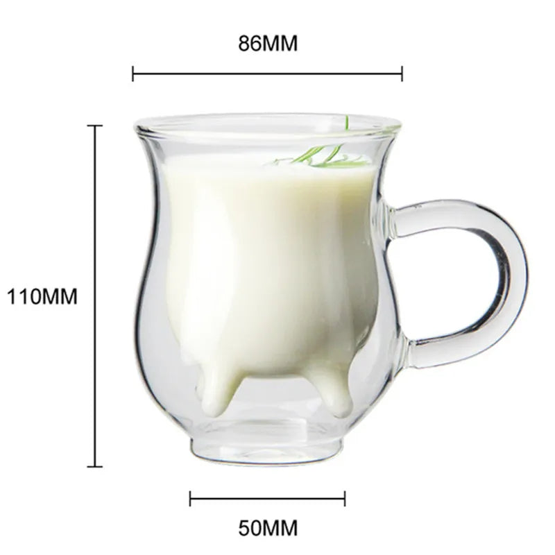 BowLift | Cow Double Layer Glass Mug