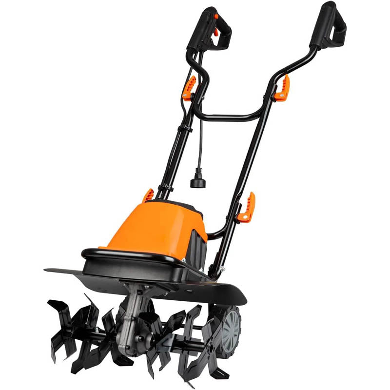 BowLift | Cultivators 10 Amp Electric Tiller 16-Inch 6 Steel Blades Adjustable Transit Wheel for Garden Lawn Soil Digging