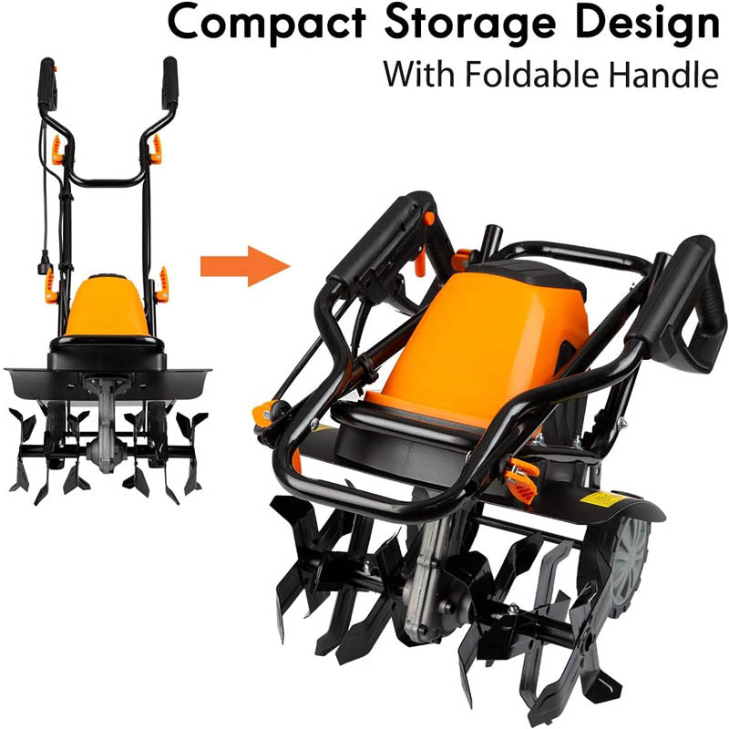 BowLift | Cultivators 10 Amp Electric Tiller 16-Inch 6 Steel Blades Adjustable Transit Wheel for Garden Lawn Soil Digging
