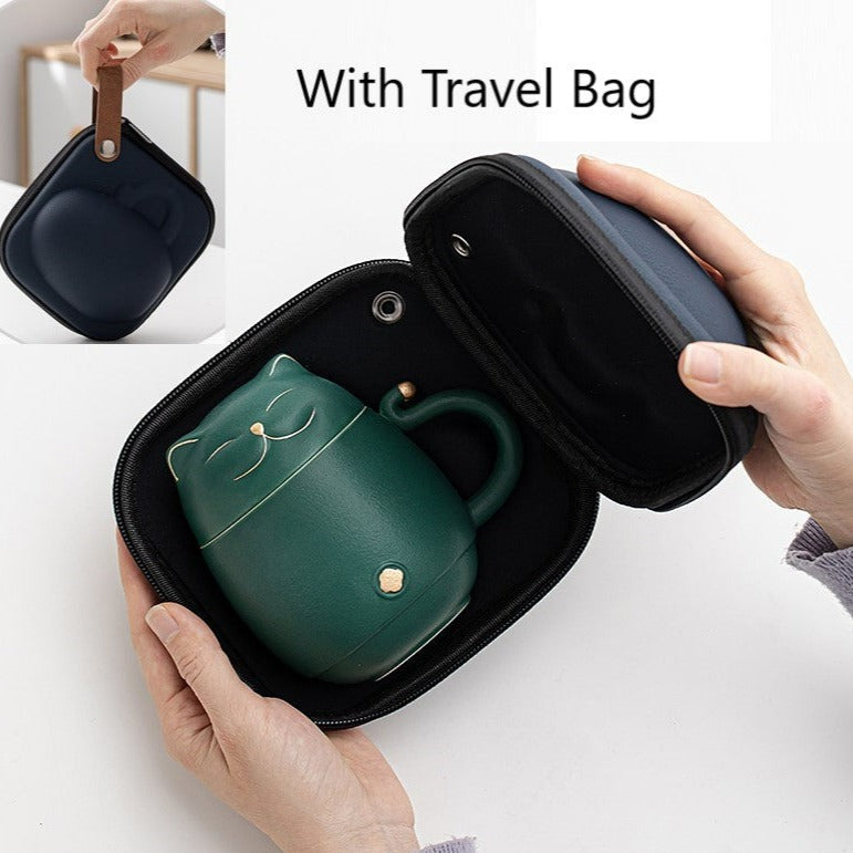 BowLift | Cute cat tea cup made of ceramic with strainer