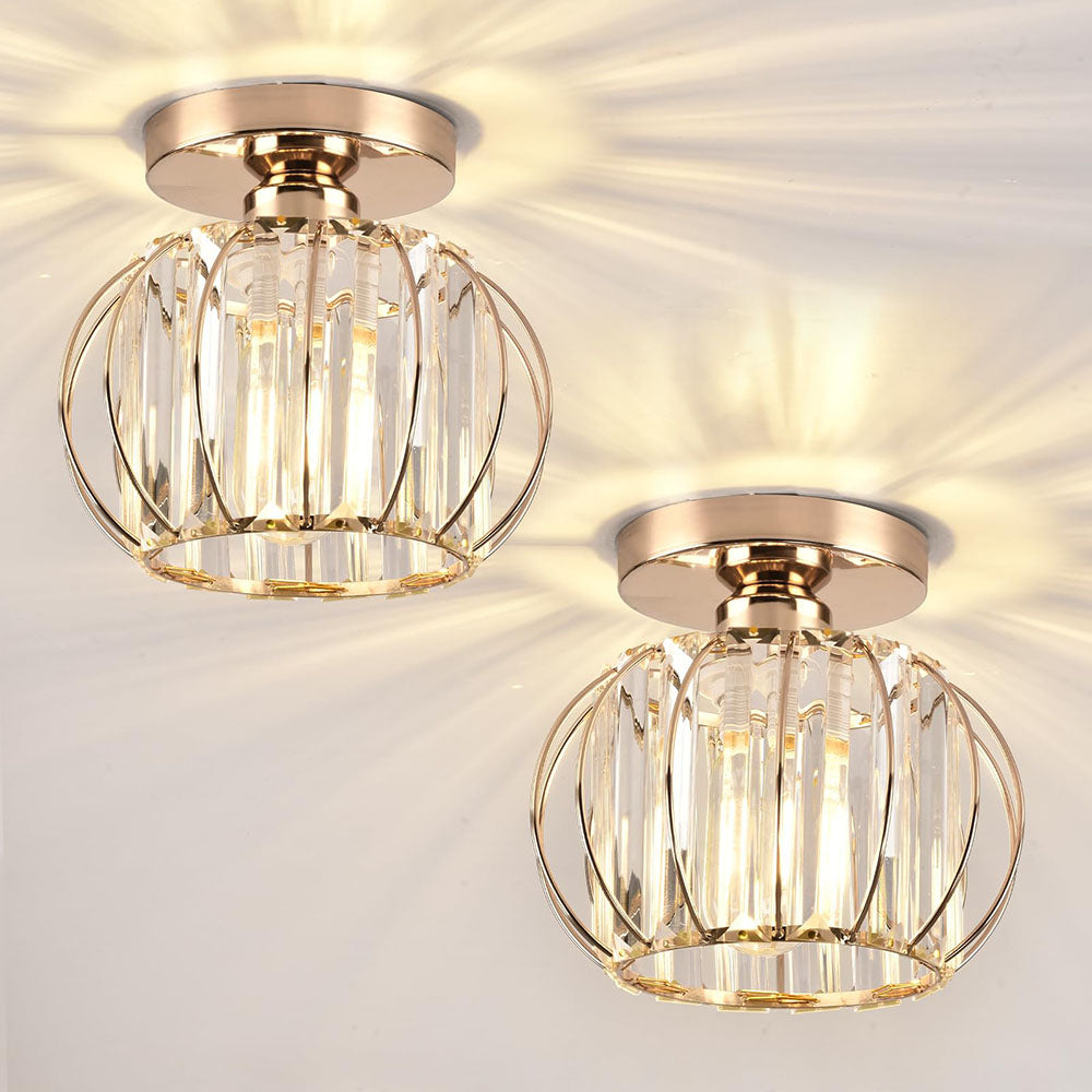 BowLift | Crystal Ceiling Light with Gold Flush Mount