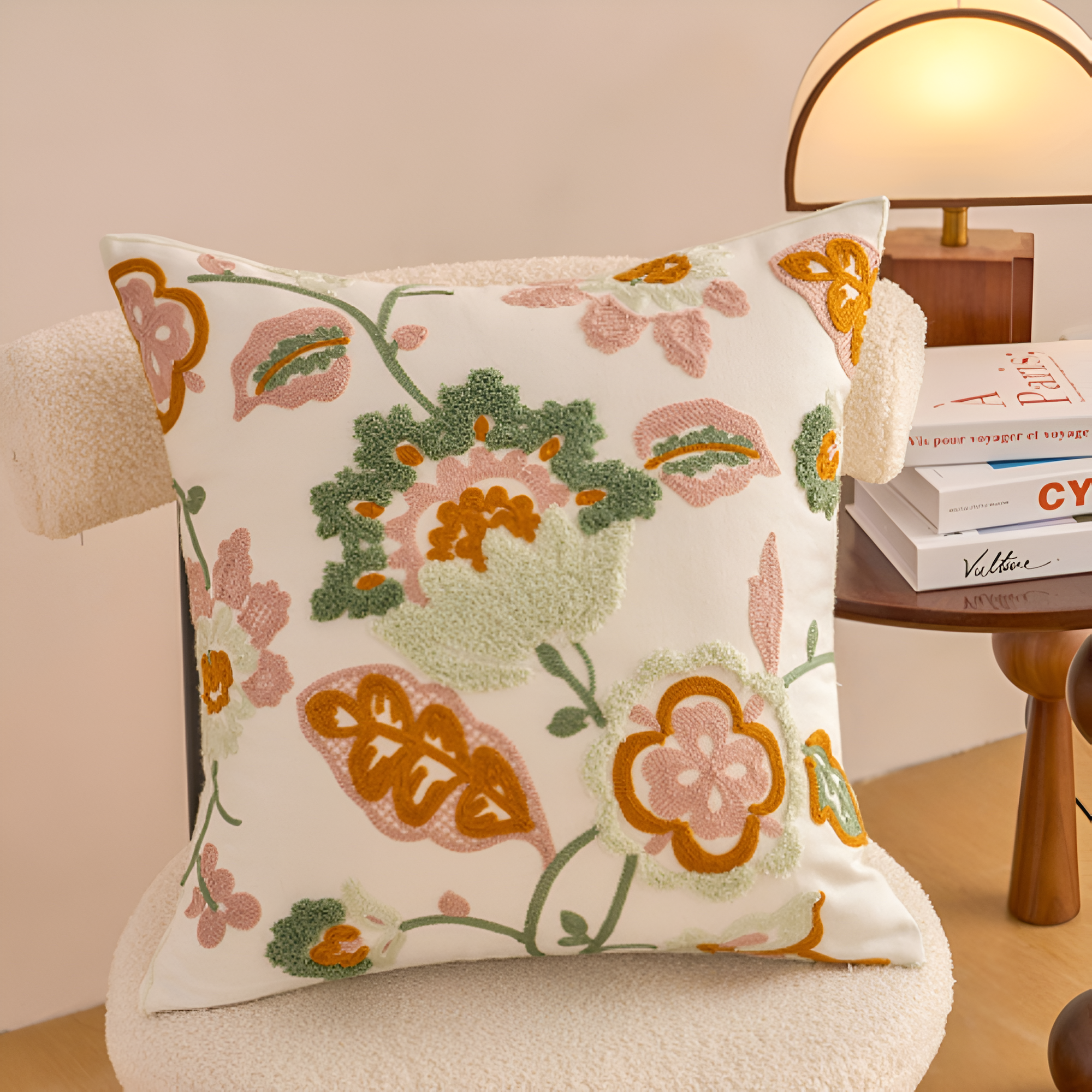 BowLift | Denza Farmhouse Floral Tufted Cushion Cover
