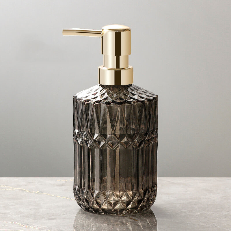 BowLift | CrystalFoam Glass Soap Dispenser | Diamond Pattern Design | Elegant Storage for Soap | Modern Bathroom Decor