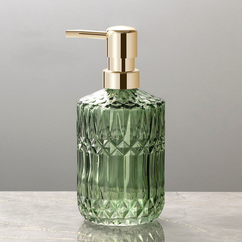 BowLift | CrystalFoam Glass Soap Dispenser | Diamond Pattern Design | Elegant Storage for Soap | Modern Bathroom Decor