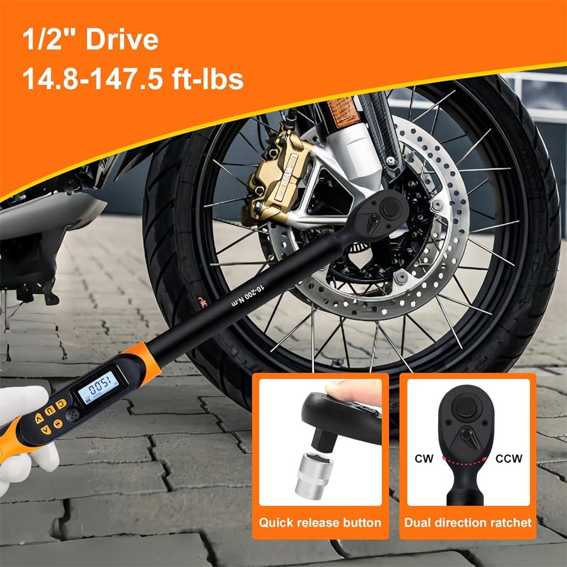 BowLift | 1/2 Drive Digital Torque Wrench 14.8-147.5 ft-lbs(20-200Nm) with Buzzer&LED Indicator Accuracy ±2%