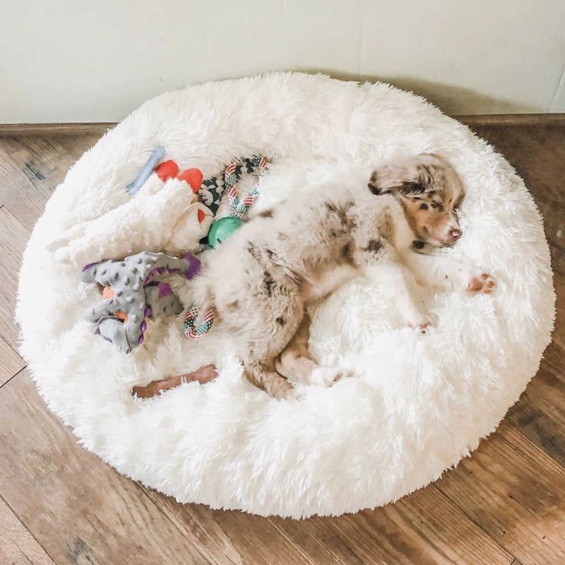 BowLift | Beef Plush Calming Donut Dog Bed for Small to Large Dogs