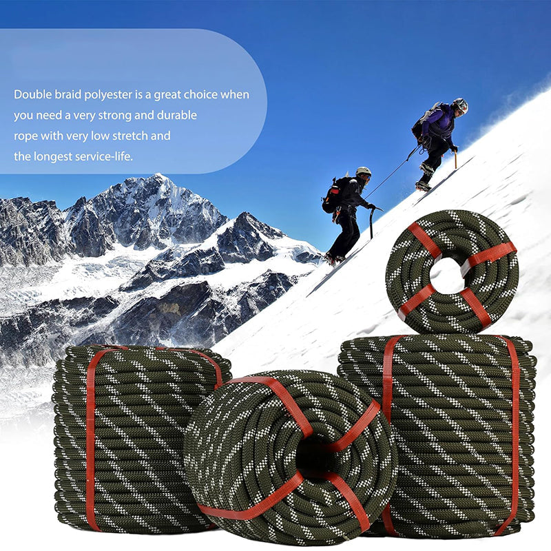 BowLift | 1/2 in x 100ft Double Braid Rope Rigging Polyester Rope 48 Strand Rope for Diverse Outdoor Applications Construction, Climbing, Swing, Sailing