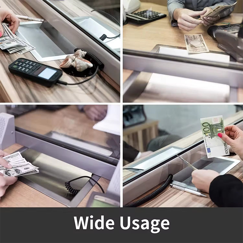 BowLift | 12" x 10" x 1.6" Stainless Cash Register Receipt Slot Money Window Channel Steel Drop-In Deal Tray Bucket Suitable For Hospital Gas Stations Bank