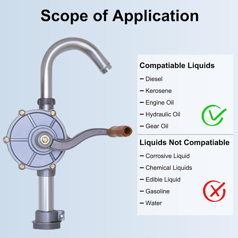 BowLift | 15 To 55 Gallon Drum Pump, Upgraded All-Aluminum Oil Transfer Barrel Pump, Hand Fuel Pumps For Diesel, Kerosene, Hydraulic Fluid
