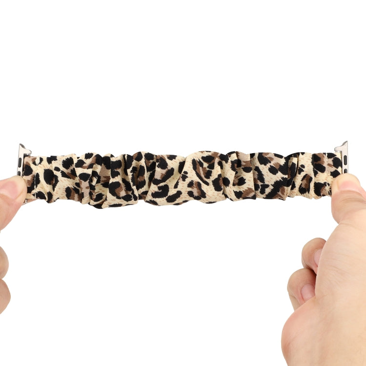 BowLift | For Apple Watch Series 9&8&7 41mm / SE 3&SE 2&6&SE&5&4 40mm / 3&2&1 38mm Fabric + Stainless Steel Hair Ring Watch Band (Leopard Pattern)