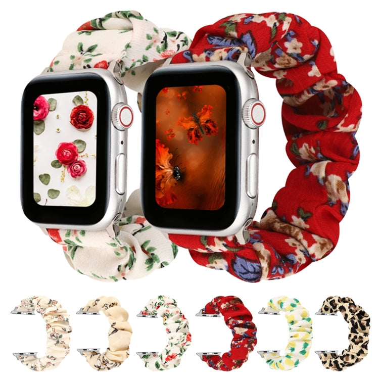 BowLift | For Apple Watch Series 9&8&7 41mm / SE 3&SE 2&6&SE&5&4 40mm / 3&2&1 38mm Fabric + Stainless Steel Hair Ring Watch Band (Leopard Pattern)