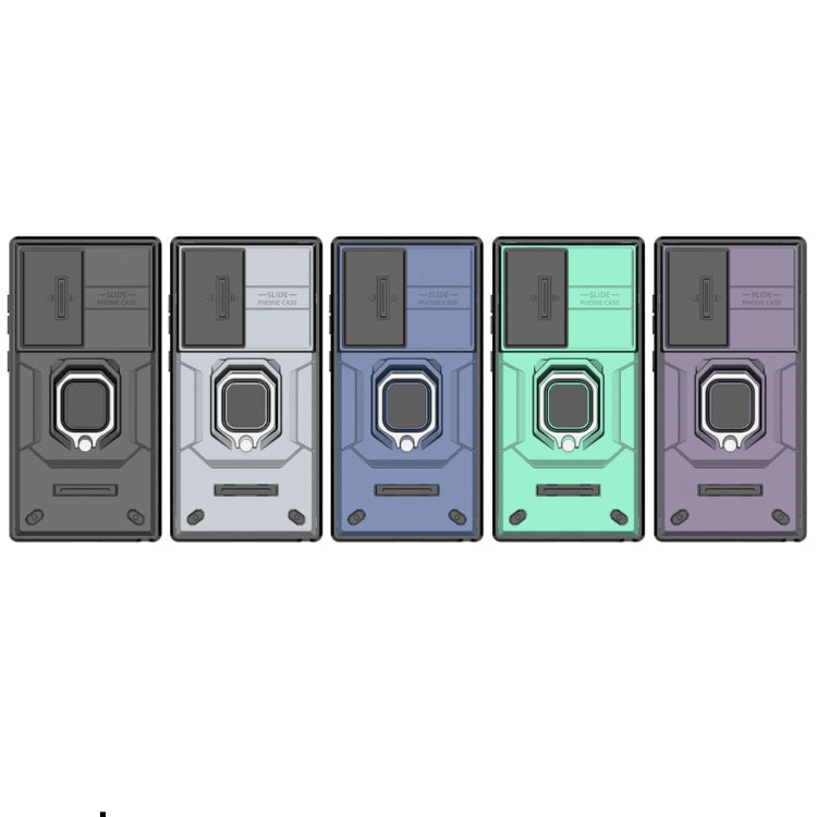 BowLift | For Samsung Galaxy S24 Ultra 5G Sliding Camshield TPU + PC Shockproof Phone Case with Holder (Gray)