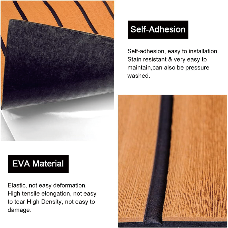 BowLift | EVA Foam Teak Floor Decking Sheet,94.5''x31.5'',for Boat Yacht Non-Slip and Self-Adhesive Sea Deck Boat Flooring Pad Swimming Pool Mat