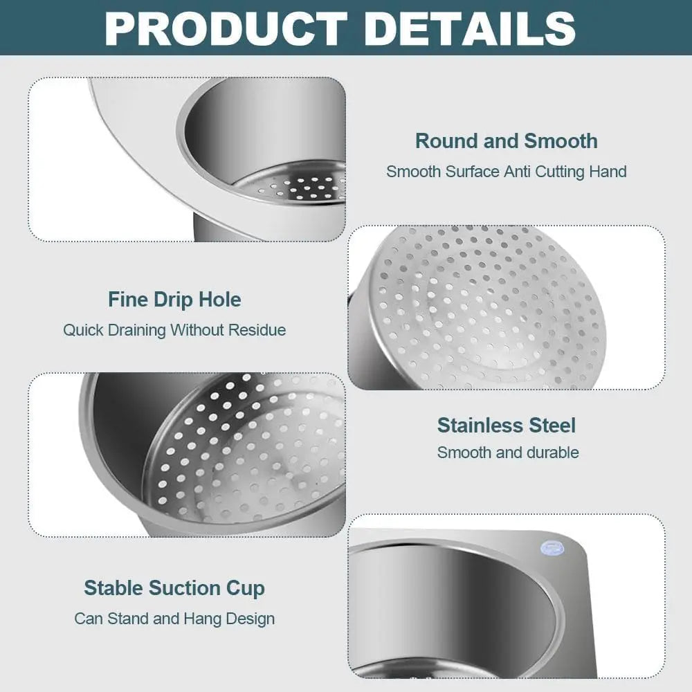 BowLift | Stainless Steel Corner Sink Strainer with Quick Drain Design