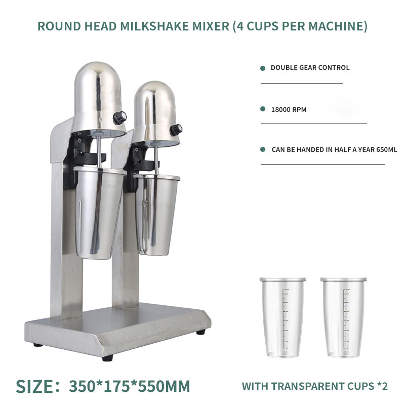 BowLift | Stainless Steel Milkshake Maker 360W Double Head Classic Milkshake Maker 800ml Cups (Stainless Steel/PC)
