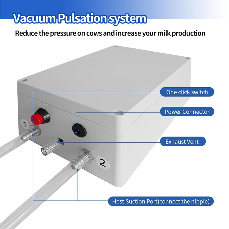 BowLift | 14L Electric Cow Milking Machine 304 Stainless Steel Bucket Portable Plug-in Pulsating Vacuum Pump