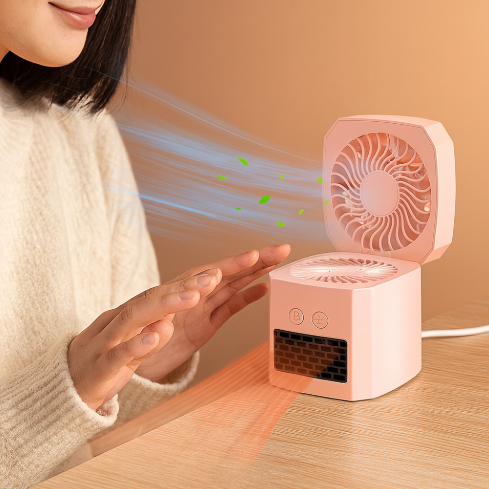 BowLift | Electric Space Heater Portable Mini Desktop Fan Cooler ABS Square 400W