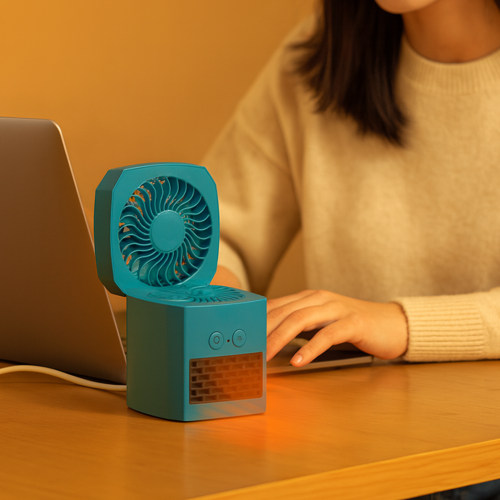 BowLift | Electric Space Heater Portable Mini Desktop Fan Cooler ABS Square 400W