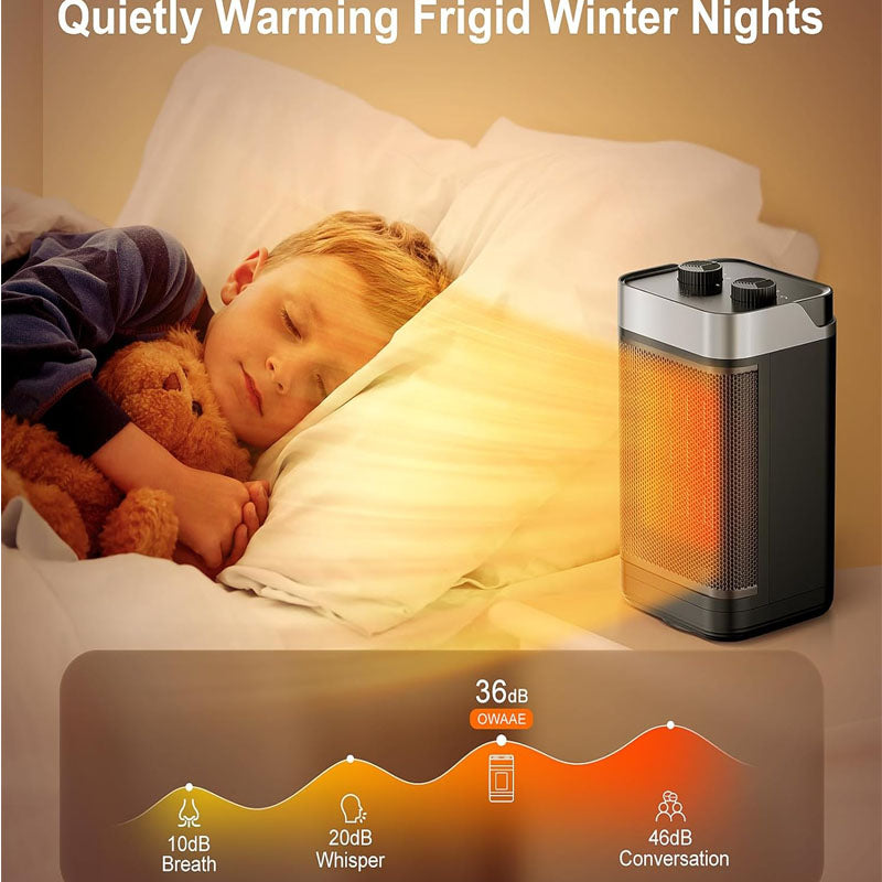 BowLift | 1500W Portable Electric Space Heater 2-Level Adjustable Quiet Ceramic Heater Fan 60°Oscillating Electric Heater for Bedroom Office Indoor Use