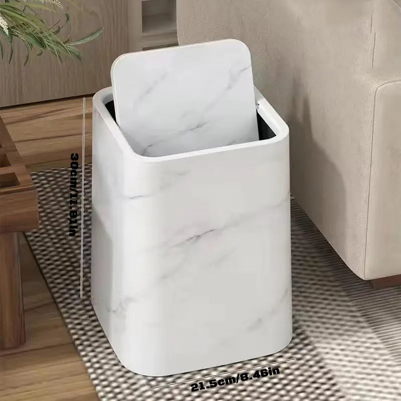 BowLift | Elegant trash can in marble design with swing lid