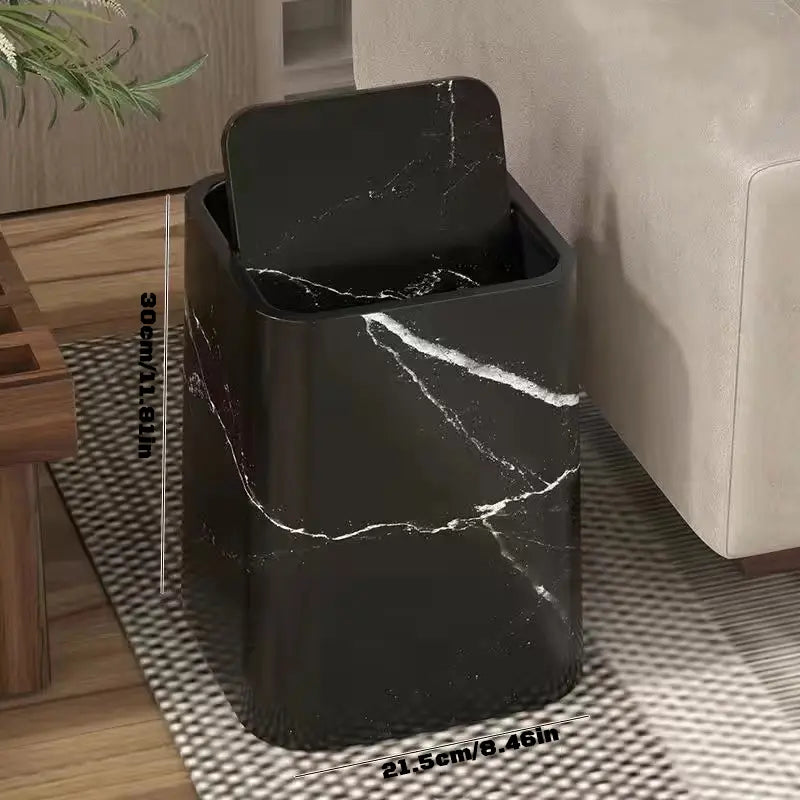 BowLift | Elegant trash can in marble design with swing lid