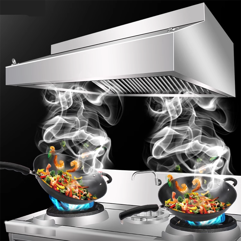 BowLift | Exhaust Hood Commercial Range Hood Thickened Stainless Steel Exhaust Hood Large Suction Fan Canteen Restaurant Kitchen Dedicated