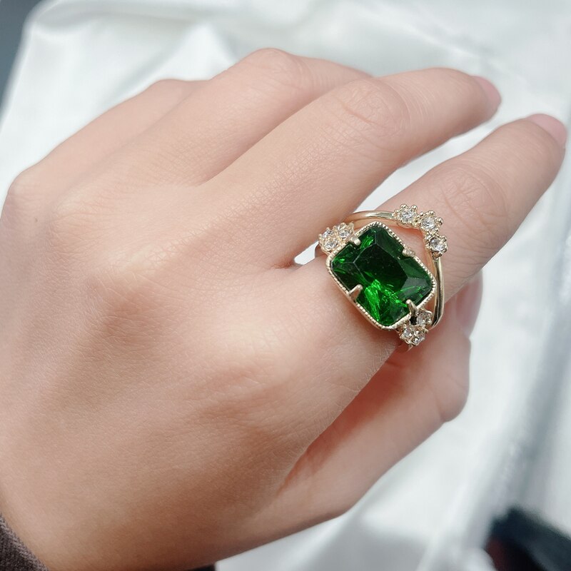 BowLift | Fashion Exquisite Luxury Popular Shiny Green High Quality Zircon Wedding Ring