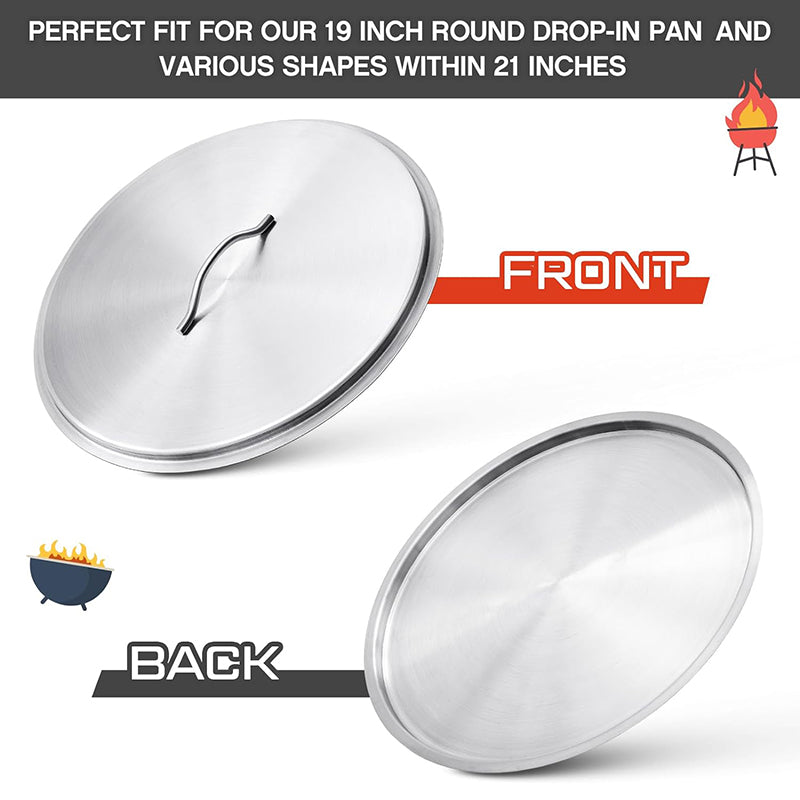 BowLift | Stainless Steel Fire Pit Burner Cover for 19'' Diameter Burner Pan Fire Pit Lid Round 22 Inch Fire Pit Ring Lid