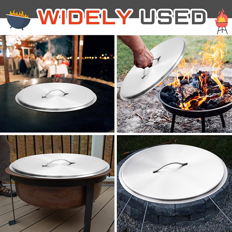 BowLift | Stainless Steel Fire Pit Burner Cover for 19'' Diameter Burner Pan Fire Pit Lid Round 22 Inch Fire Pit Ring Lid