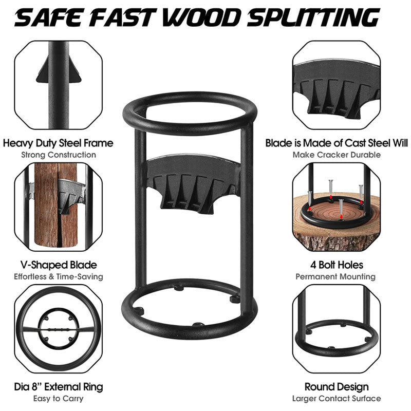 BowLift | Wood Splitter, Manual Wood Splitter, Suitable For Small Wood Stoves And Fireplaces Manual Wood Splitter, Black